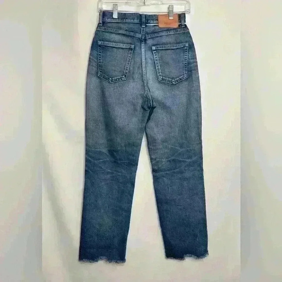 Moussy Vintage Evelyn Straight Wide Crop Frayed Jeans Blue Size 26 - Picture 4 of 11